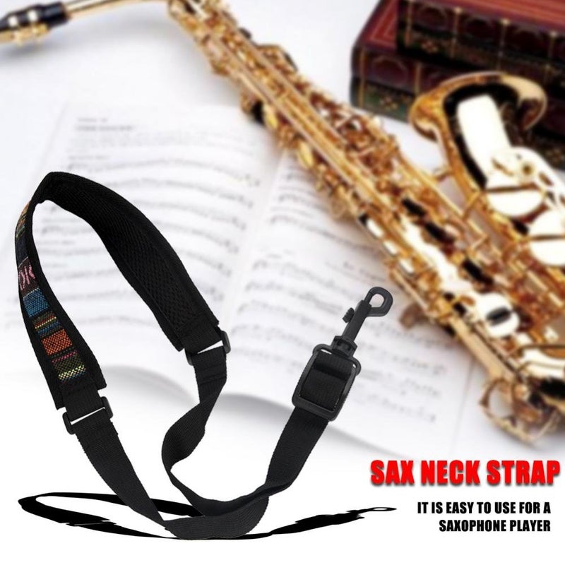 Dilwe Saxophone Strap, Adjustable Single Shoulder Sax Strap Portable Cotton Neck Sax Strap(Folk Style) - Image 3